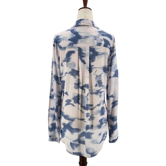 Anthropologie Cloth & Stone Womens XS Top Classic Button Down Blue Pink - Picture 4 of 9